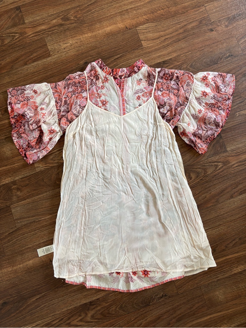 Anthropologie Janelle Floral Button Front Mini Tunic Dress Pink Combo XL - Picture 9 of 13